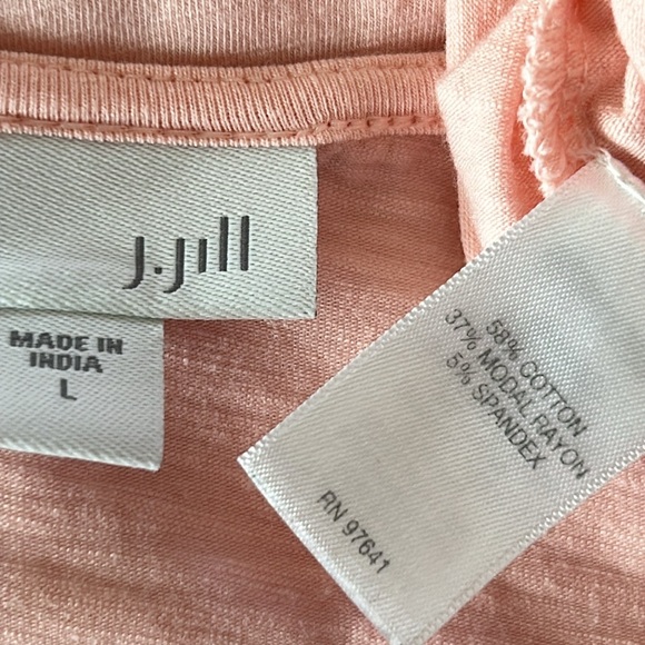 J Jill Cotton Modal Rayon V-Neck 3/4 Sleeve Pink Top w Side Vents Pink Size Lrg - Picture 2 of 9
